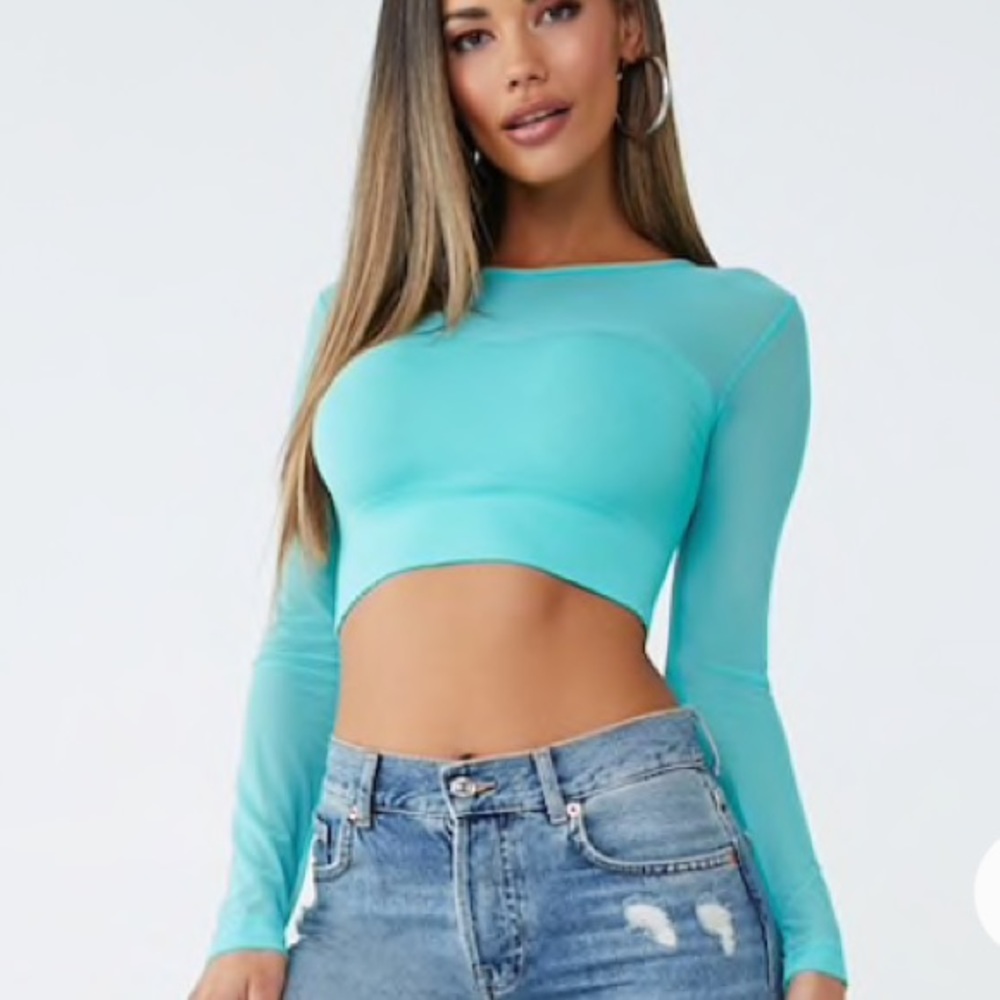 Forever 21 mesh long sleeve crop top